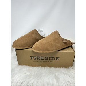 Fireside by Dearfoams Men's Chestnut Genuine Suede Extended Scuff Slippers Sz 12